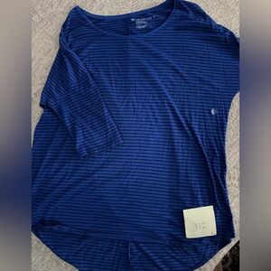 American Eagle Outfitters Navy Striped Long Sleeve Tee